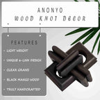 Wood Knot Entry Table for Living Room – Boho 6 Link Interlock Coffee Table, Handcrafted Mango Wood Console Shelf, Modern Farmhouse Home Decor (Black)