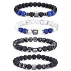 RANKEEF Tiger Eye Bracelet For Men 8MM Natural Stone Stretch Adjustable Black Crystal Beaded Bracelet for Men Women Gifts