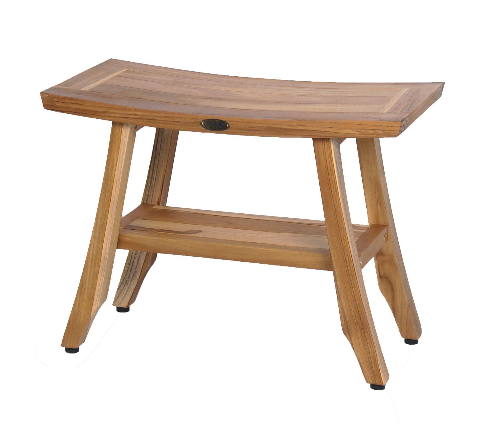 EcoDecors 24 Inch Satori Natural Teak Waterproof Teak Wood Shower Bench Stool Seat Chair for Inside Shower Provides Safety, Storage, and Organization for Bathroom Accessories