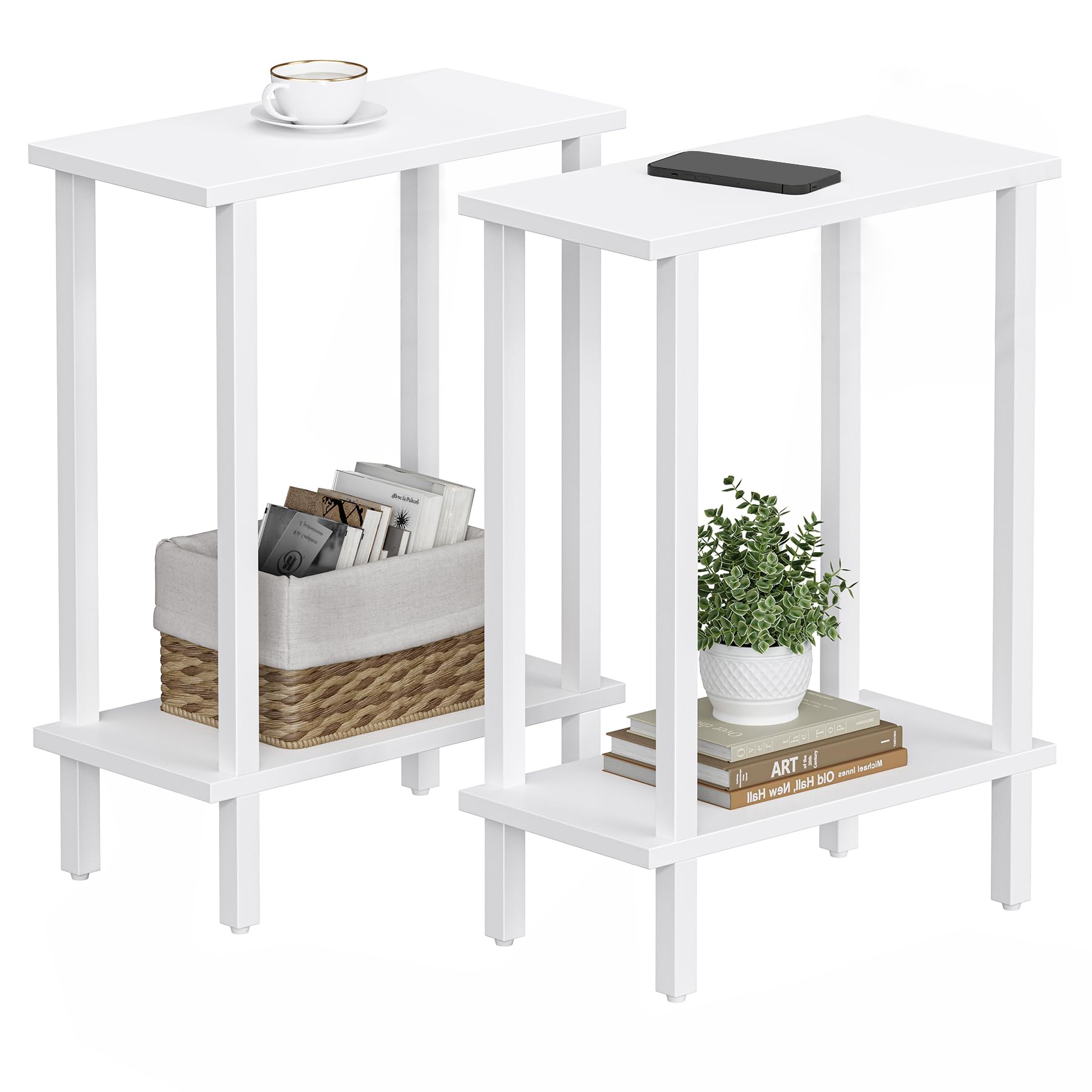 TUTOTAK Small Side Table, Narrow End Table, Skinny Sofa Table, Slim Nightstand, Couch Table, Living Room, Bed Room, Black TB01BK062
