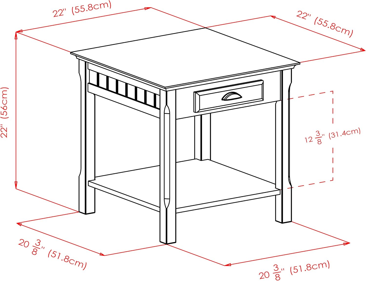 Winsome Wood Timber Occasional Table, Black, 21.97 x 21.97 x 22.05 inches
