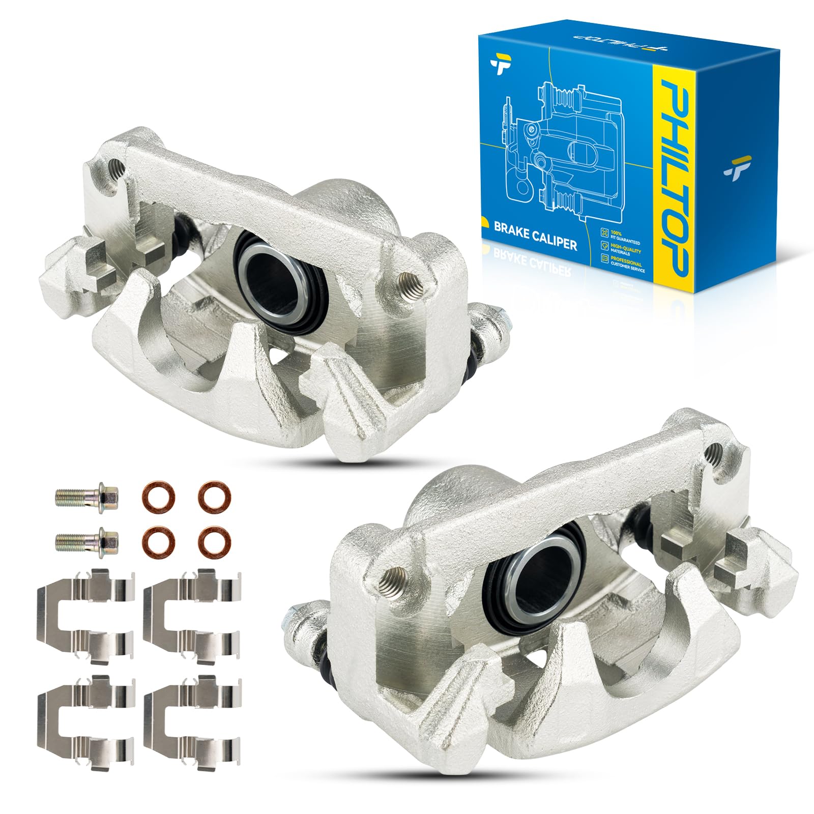 PHILTOP 18B5046 18B5047 Rear Disc Brake Caliper Assembly Fit for 2007-2017 Jeep Wrangler, 2008-2012 Jeep Liberty, 2007-2011 Dodge Nitro, 2018 Jeep Wrangler JK