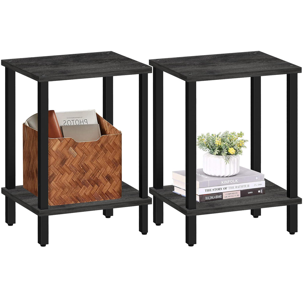 TUTOTAK End Table, Set of 2, Side Table, Nightstand, 2-Tier Storage Shelf, Sofa Table for Small Space, Living Room, Bed Room TB01BB035