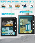 2.5 Cuft brandsikker boks, pengeskab til hjemmet med brandsikker vandtæt taske, tyverisikring digital sikkerhedsboks med smart alarmsystem, aftagelig hylde, mute-funktion, personlig pengeskab til pengesmykker
