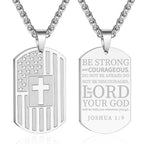 DuoDiner Graduation Gifts-American Dog Tag Necklace Bible Verse Pendant, First Communion Baptism Confirmation Religious Graduation Gifts for Him Boys Men Kids Teens Dad