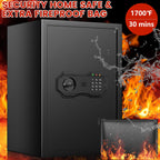 Coffre-fort domestique grand 3,0 pi³ avec sac ignifuge et étanche, coffres-forts numériques pour la maison avec serrure à clavier et clé, coffre-fort pour documents et argent, coffre de sécurité pour bureau, hôtel et usage personnel