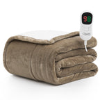 Homemate Electric Heated Blanket Queen - 84"x90" Heating Blanket Queen Size Dual Control 1/2/4/6/8 Hours Auto-Off 10 Heat Level Heat Blanket Over-Heat Protection Flannel Sherpa ETL Certification