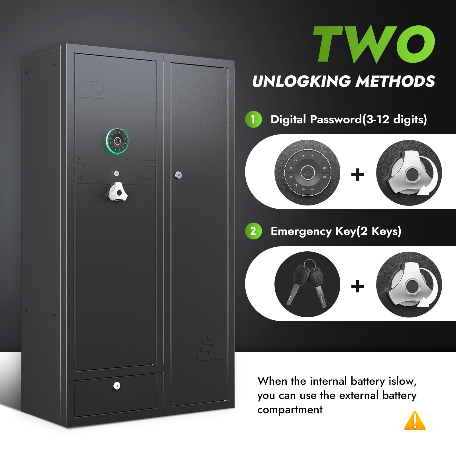 KAER 15-18 Gun Safe,Gun Safes for Rifles and Pistols,Rifle Safe,Gun Cabinet,Gun Safes for Home,Gun Safe for Rifles with Digital Keypad,Drawer,Removable Shelf (Unassembled)