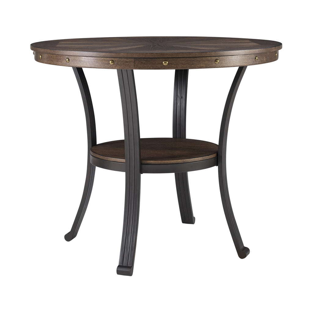 Powell Pewter Metal and Rustic Wood Side Table Franklin Dining