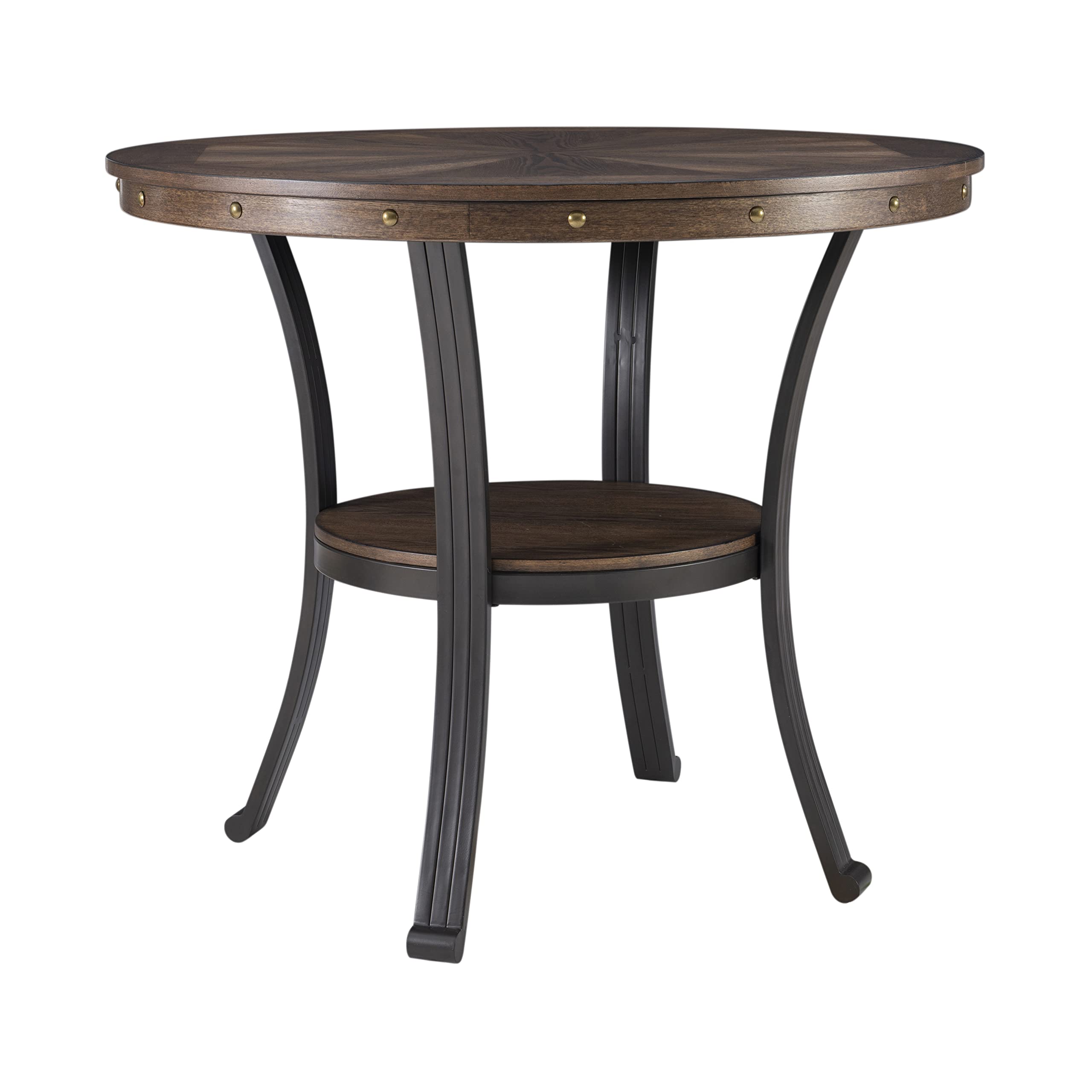 Powell Pewter Metal and Rustic Wood Side Table Franklin Dining