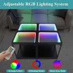 Infinity Mirror Light Table, Coffee Tables for Living Room, with 3D Infinity Illusion Mirror, RGB Side Table, with Tunnel Light, with Futuristic Decor, for Bedroom, Party