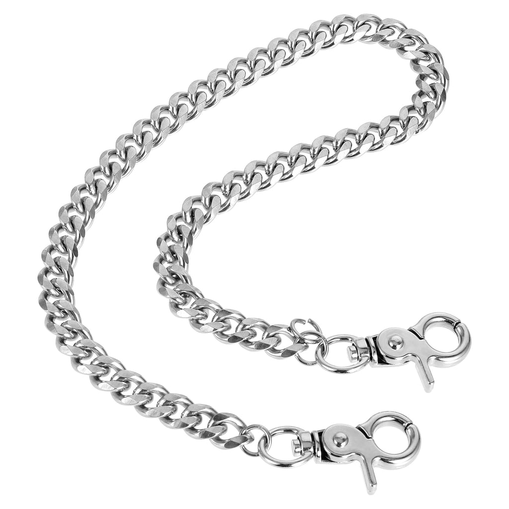WY LIGHTING LEVEL Waist Chain Heavy Duty Metal Keychain Punk Wallet Chains Hip Hop Keyholder Round Clasp Goth Keyring for Pants(Silver)