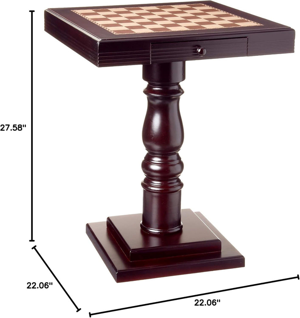 Frenchi Furniture Table, 22.58 x 22.06 x 22.06 in, Mahogany