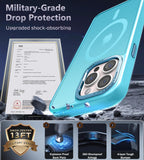 Newfuture Entworfen für iPhone 13 Pro Max Hülle mit Magnetischem [13 FT Militärischer Fallschutz] [Kompatibel mit Magsafe] Schlankes Translucentes Matt Stoßfest mit Anti-Fingerabdruck Handyhülle, See Blau