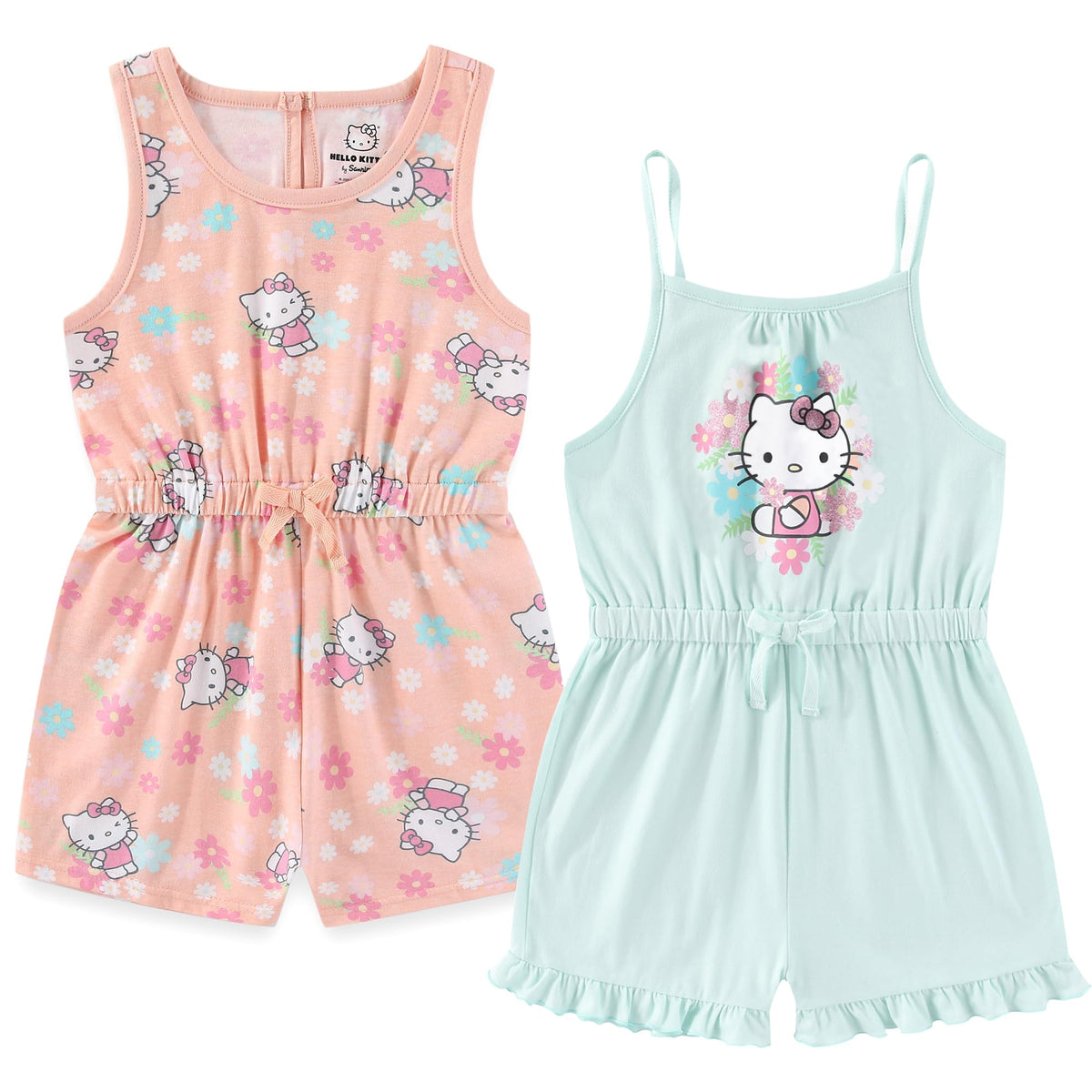 Hello Kitty Sanrio Girls 2 Pack Rompers for Toddlers and Big Kids