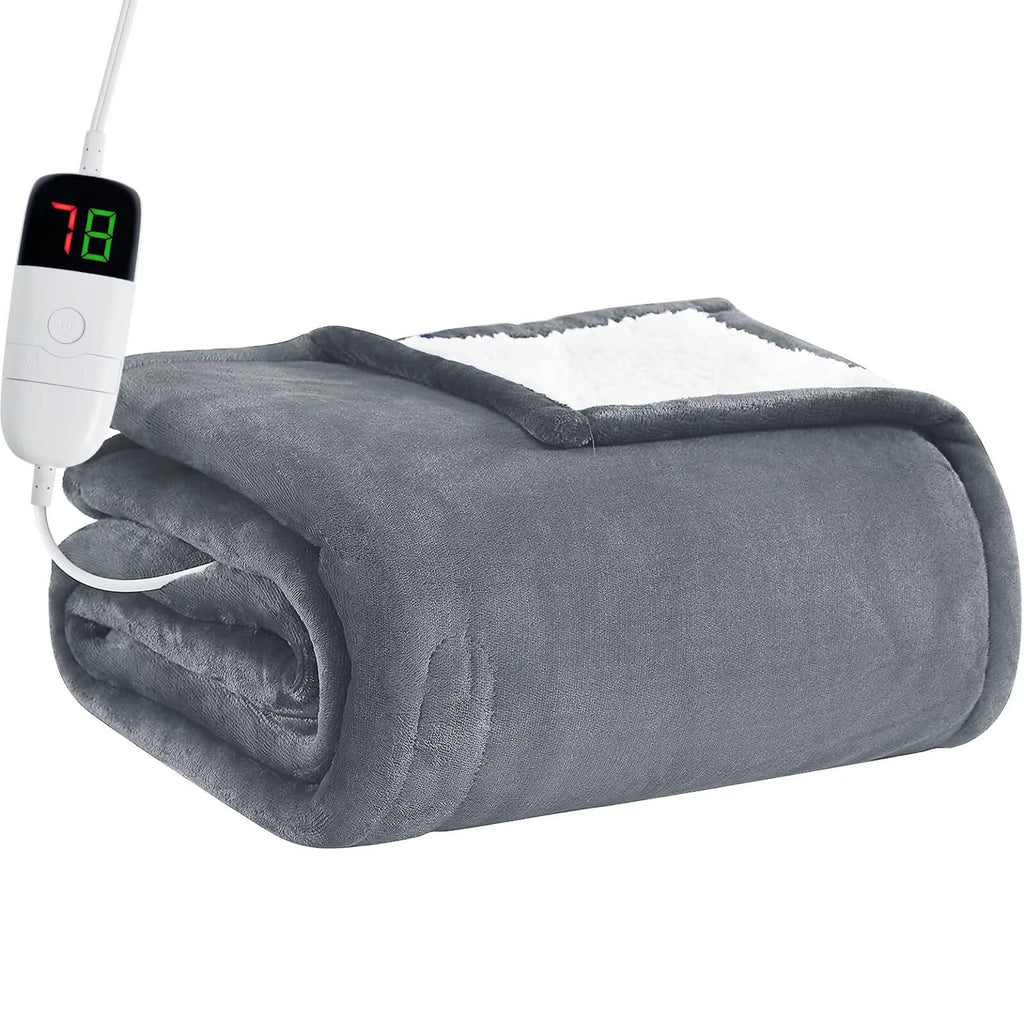 Heated Electric Blanket Queen Size - 84" x 90" Heating Blanket with Dual Control, 10 Levels & 8 Hours Auto Off, Soft Warm Flannel Gift with Over-Heat Protection, ETL & FCC Certified