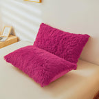 Fluffy Pink Faux Fur Comforter Cover Set，Fluffy Fuzzy Plush Pink Bedding 3Pcs (1 Faux Fur Duvet Cover +2 Fuzzy Pillowcases) Pink Fluffy Bed Set (Pink, Queen)