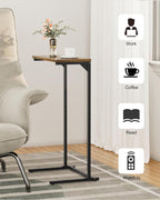 TUTOTAK C Shaped End Table, Tv Tray, Small Side Table, 28.7 inch Tall Couch Table, Tray Table, Sofa Table, Living Room, Bed Room, Brown TB01BB071