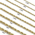 DIFINES Corrente de Corda de 3mm com Corte Diamante em Ouro Amarelo Maciço 14k Real com Fecho Lagosta, Presentes Ideais para Mulheres ou Homens - 16"