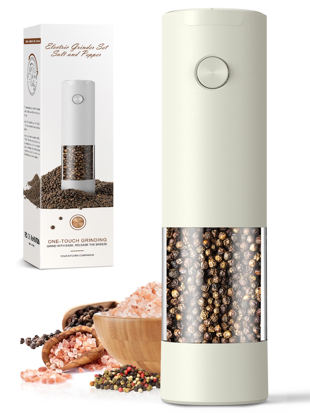 Electric Salt and Pepper Grinder Set Automatic Battery Pepper Mill Shakers Adjustable Coarseness Upgraded Larger Capacity with Led Home and Kitchen Appliances Birthday Gifts for Women Mom