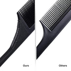 Leinuosen 3-pak kulfiber rat tail stylingkam, varmebestandig antistatisk teasing til bagkamning, rodteasing, tilføjer volumen til aftenstyling (sort)