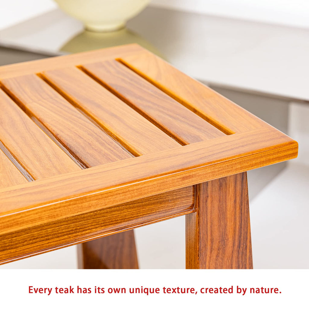 24" Teak Shower Bench with Shelf/Shower Benches for Inside Shower/Teak Shower Seat/Bathroom Bench/Teak Wood Benches for Showers/for Spa, Showers, Pools and Other Wet Environments,Patented Designs.