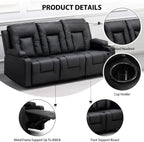 COMHOMA Recline Chair Set，Furniture 2PC Bonded Leather Recliner Set Living Room Set, Sofa, Loveseat（Black,Living Room Set3+2）
