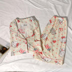 TradWloth Cute Women's Pajama Sets, Cartoon Print Sleepwear Short Sleeve Shirt and Casual Short - 2 Piece Pink