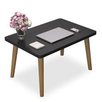 Small Coffee Table for Small Space, Low Table, Floor Table Desk for Sitting on The Floor, Japanese Coffee Table for Living Room, Tatami Tea Tables with Solid Wood Legs, Oval Coffee Tables, Brown