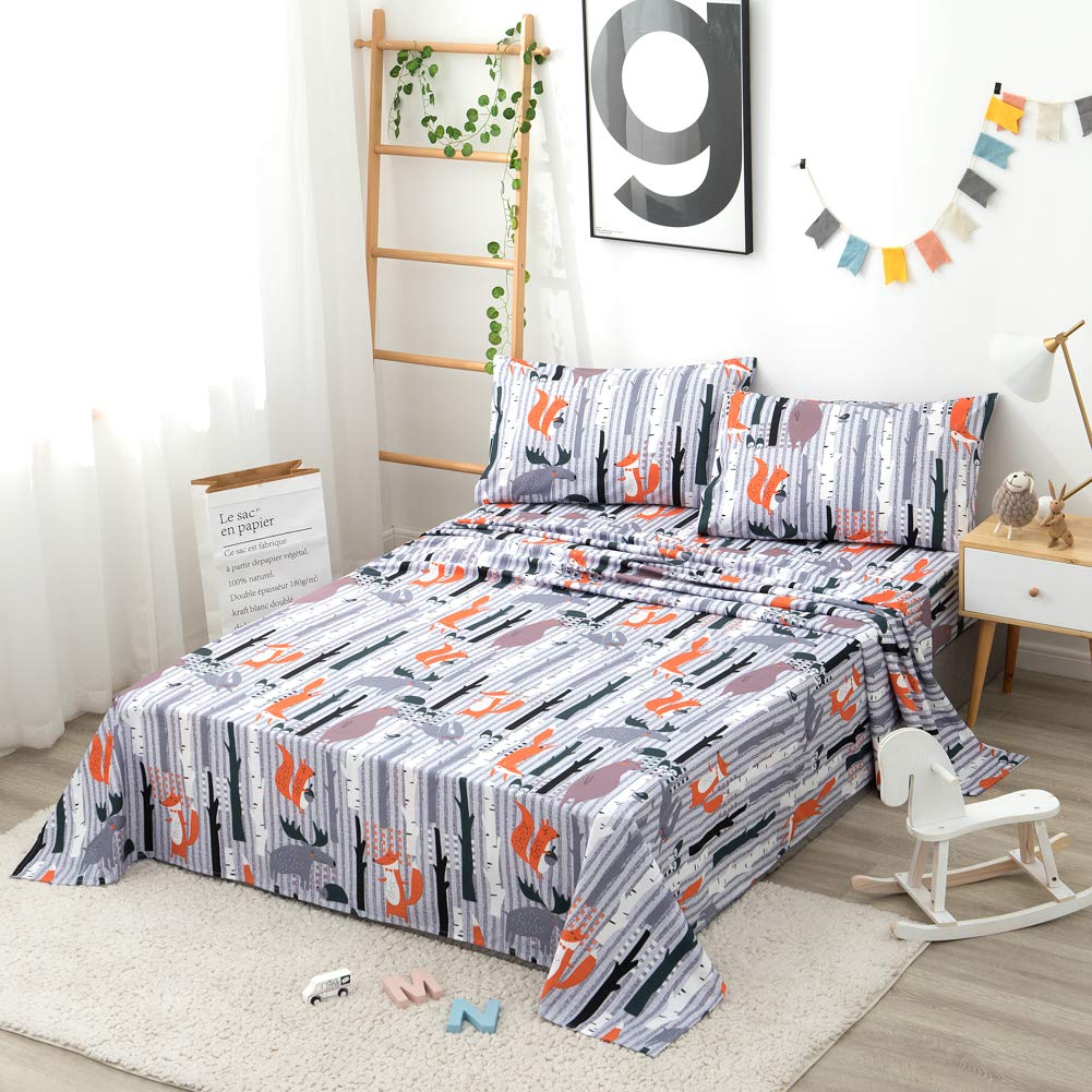 ست ملحفه کودکان یونیکورن صورتی JSD، سایز تویین، ۳ تکه، ملحفه‌های رختخواب میکروفایبر چاپ شده با طرح رنگین کمان برای دختران، جیب عمیق