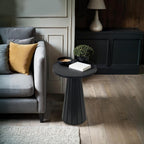 Small Pedestal Side Table, Round Modern Drink Table for Small Space Living Room, Bedroom (Black)