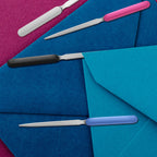 Kosiz Letter Opener Sword Stainless Steel Envelope Openers Slitters Mail Knife Lightweight Letter Knives for Office Home Supplies, 4 Pieces(White, Black, Blue, Red)