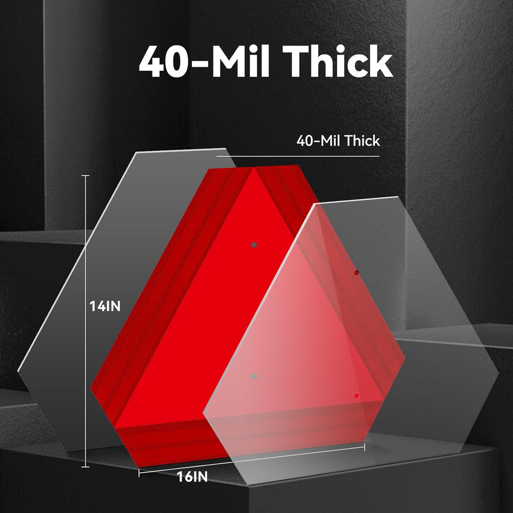 Slow Moving Vehicle Triangle Sign, Rust Free Aluminum, 14"X16", 40-mil Thick Reflective For Golf Cart, Tractor, UTV, Safety Signs