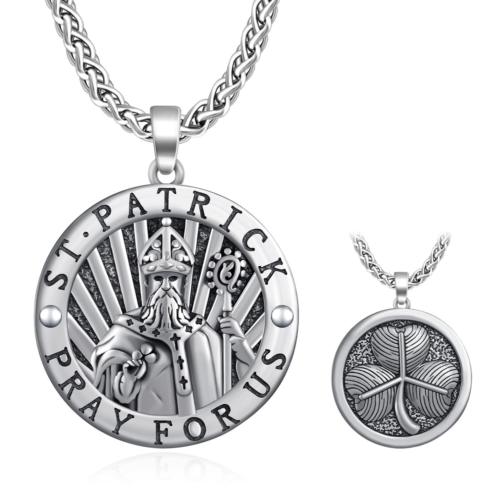 925 Sterling Silver St Michael/St Christopher Pendant Necklace for Men Women Religious Amulets Jewelry Gifts