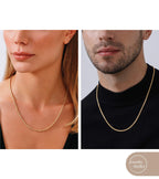 Coleção de Colares de Corrente de Ouro do Ateliê de Joias - Colares de Corrente de Corda Revestidos em Ouro Amarelo Maciço 14K para Mulheres e Homens com Diferentes Tamanhos (2.1mm, 2.7mm ou 3.8mm)