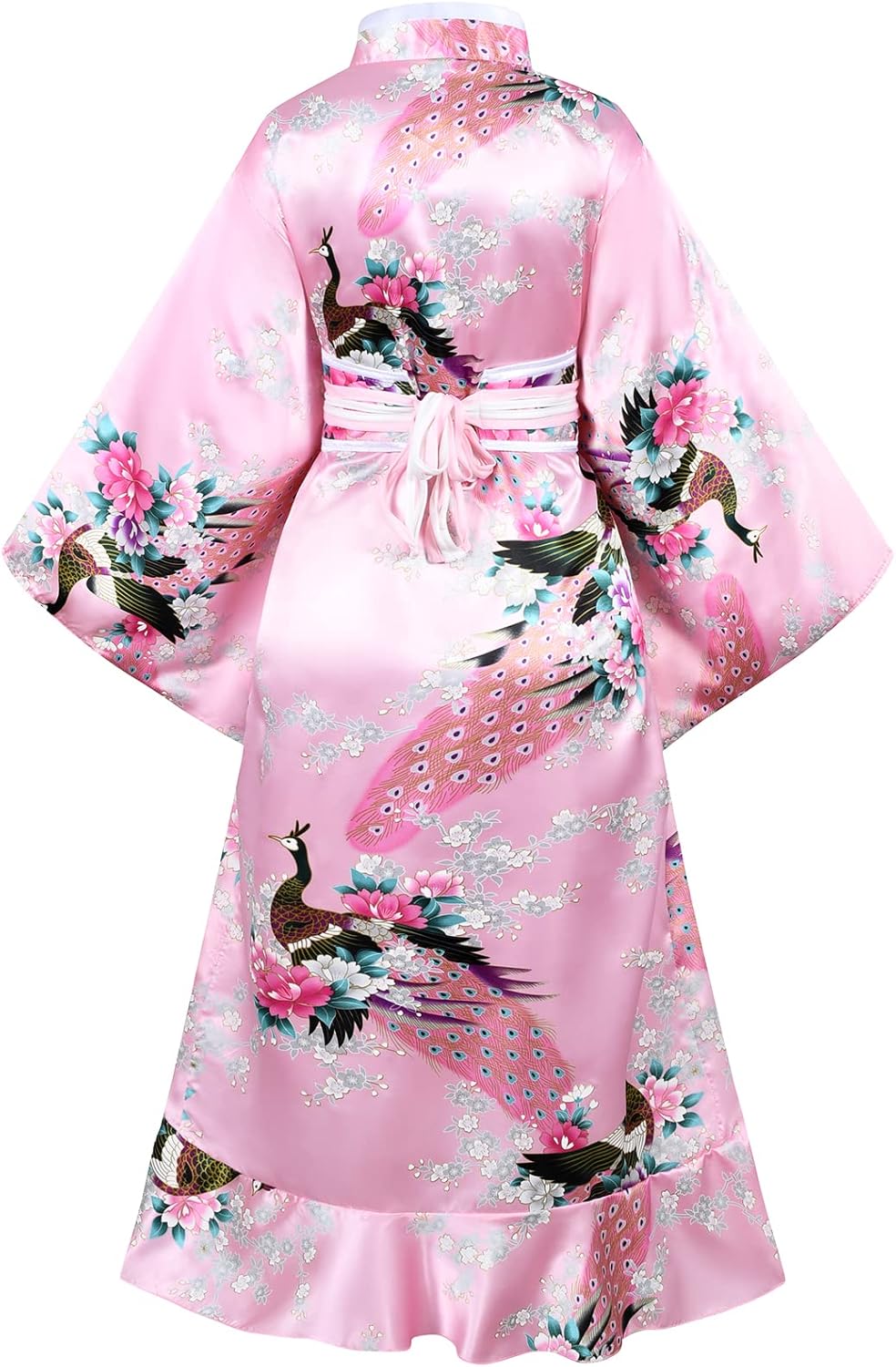 Women's Kimono Robe Geisha Yukata Sweet Tuxedo Ruffle Dress Blossom Satin Bathrobe Sleepwear Fans Tabi Socks Set