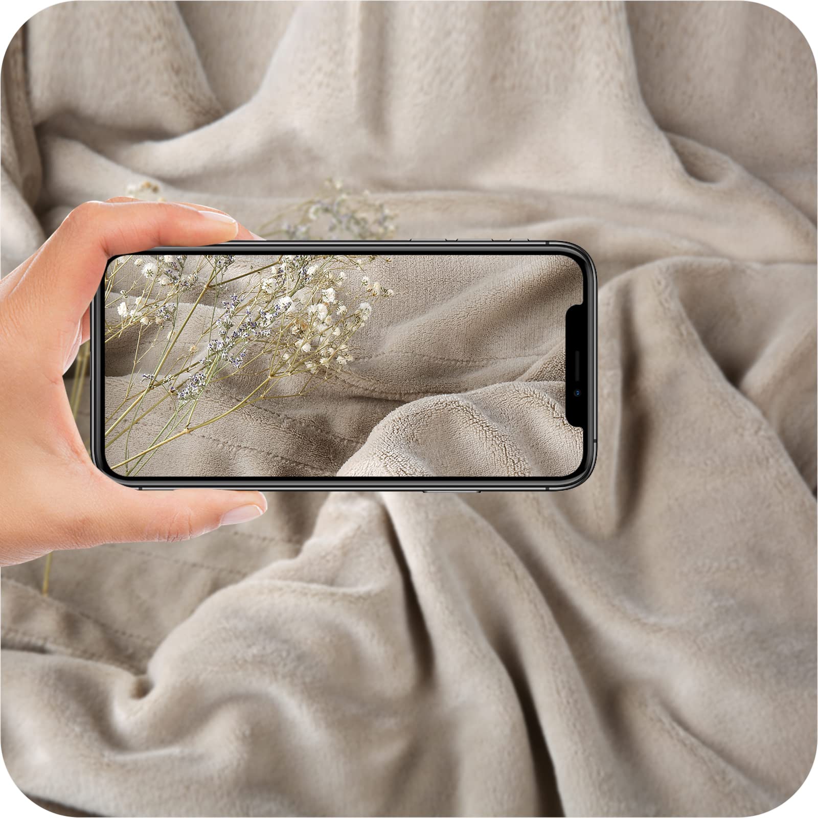 Couverture chauffante électrique DUODUO 72"x84" en polaire corail chaude avec 4 réglages de chaleur et arrêt automatique de 10 heures Protection contre la surchauffe - Gris 