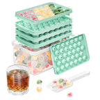 3 Pack Ice Trays for Freezer, 99 PCS Ice Cube Tray with Lid and Bin, Round Ice Cube Mold, Circle Ice Maker for Chilling Drinks (0.8 inch, Blue)