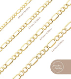 Collezione Collane Catena in Oro Atelier Gioielli - Collane Catena Figaro Riempite in Oro Giallo Massiccio 14K per Donne e Uomini con Diverse Misure (2.8mm, 3.7mm, 4.7mm, 5.6mm)