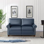 3 Piece Faux Leather Sofa Set,Mid Century Modern Couch and Loveseat Sets with Storage,Comfy Deep Seat Sofa with Nailhead Trim & Rolled Arm for Living Room,Office(Armchair+Loveseat+3 Seater,Navy Blue)