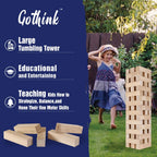 GOTHINK Giant Tumbling Tower Game, Super Large 51pcs Wooden Blocks Stacking Game, Stack to Over 6 Feet, Carry Bag, Jumbo Outdoor Indoor Game Toy Gift for Kids and Adults