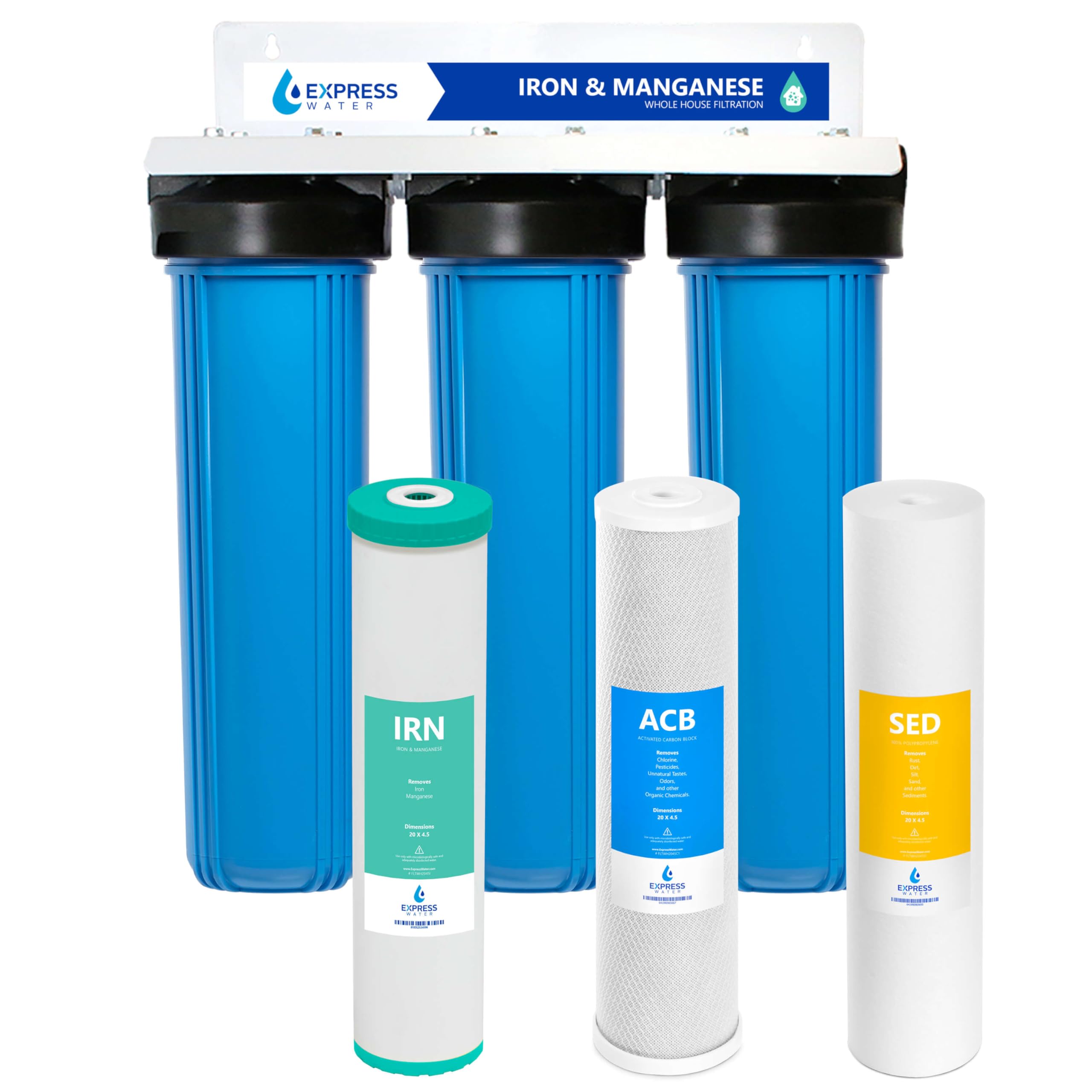 Express Water Whole House Water Filter System | Ultimate Protection | 3 Stage Water Purifier Whole Home, Heavy Metal + Anti-Scale Filters, High Reduction in Scale, Chlorine, PFAs, Lead, Arsenic & more
