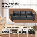 88’’ Rivet Couch,Living Room Sets,Mid-Century Couch, Solid Wooden Frame for Living Room,Upholstered Sofa (Grey, 3 Seats)