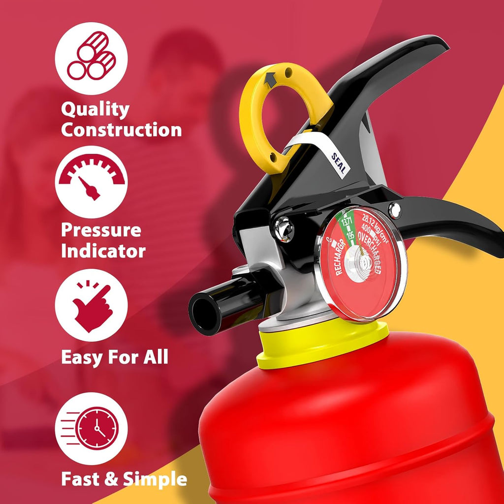 Ougist ABC Dry Powder Fire Extinguisher, 5 lb – 2-A:10-B：C Rated for Home, Office & Vehicle, Quick Release, Easy-Grip Handle, Ideal for Electrical & Grease Fires, Car Extinguisher, Model FF2KG