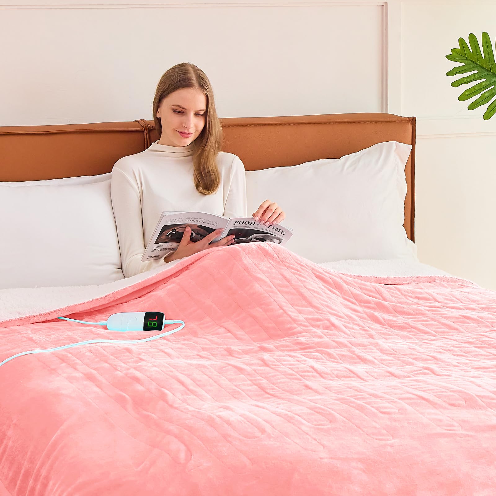 Heated Electric Blanket Queen Size - 84" x 90" Heating Blanket with Dual Control, 10 Levels & 8 Hours Auto Off, Soft Warm Flannel Gift with Over-Heat Protection, ETL & FCC Certified