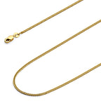 14k ECHTES Gelbgold Massives 0,8 mm Diamantschliff Geflochtene quadratische Weizenkette Halskette mit Karabinerverschluss - 18"