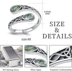 925 Sterling Silver Rings for Women Moss Agate/Turquoise/Just Breathe/Evil Eye Rings Gift for Christmas Mother's Day Valentine's Day