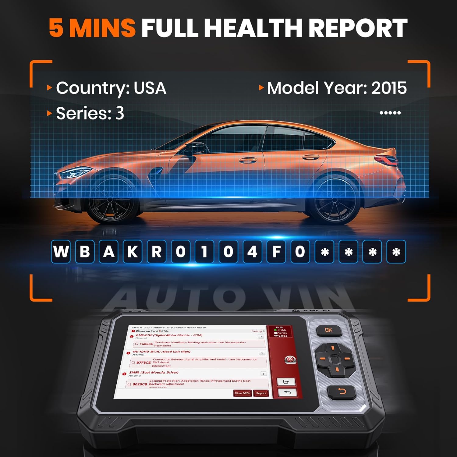 OBD2 Scanner ANCEL FX6100 Bidirectional Scan Tool, All Systems Car Diagnostic Scanner, Code Reader with Active Test,15+ Reset, Oil/EPB/BMS/ABS Bleeding/SAS/D-PF Reset, FCA&CANFD, AutoVin, Free Upgrade