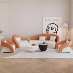 Couch Sets - Modern Curved Sectional Sofa Set with Chair, Stylish Sectional Couches with Coffee Table for Living Room, Office, Lounge, and Reception Areas (Orange Sofa-2 Sofa Chair, 78IN)