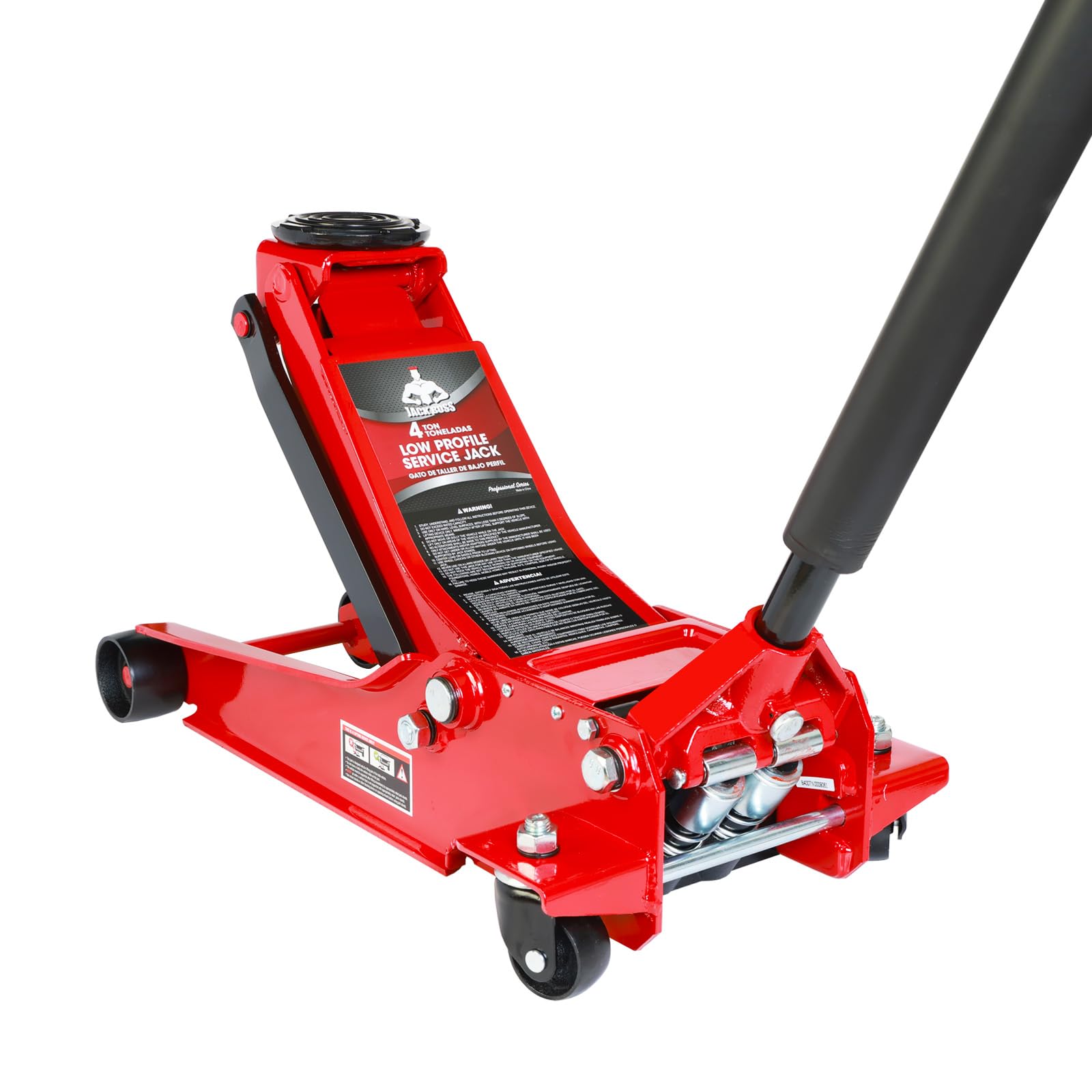 3 Ton Low Profile, Aluminum and Steel Racing Floor Jack with Dual Pistons Quick Lift Pump for Sport Utility Vehicle, Lifting Range 3-15/16" min to 18-5/16" max, Net Weight 58.5 lb, Red